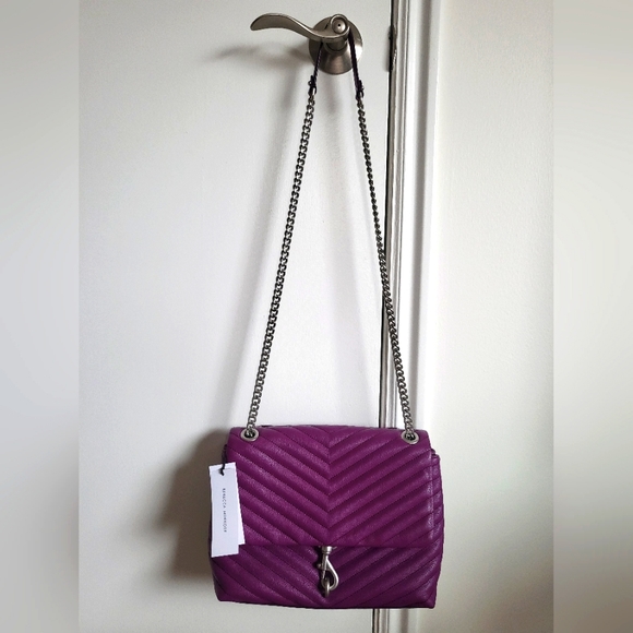 Nwt rebecca minkoff viola edie flap leather convertible chevron bag - Picture 4 of 12